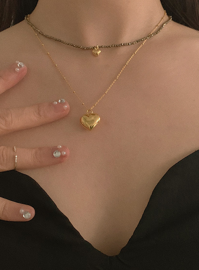 (Silver 925) love pom necklace (2 colors)